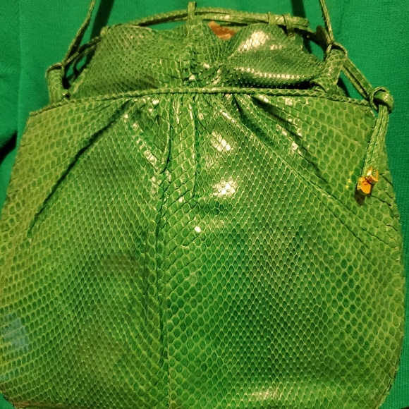 Judith Leiber Green Lg. Snakeskin Bag